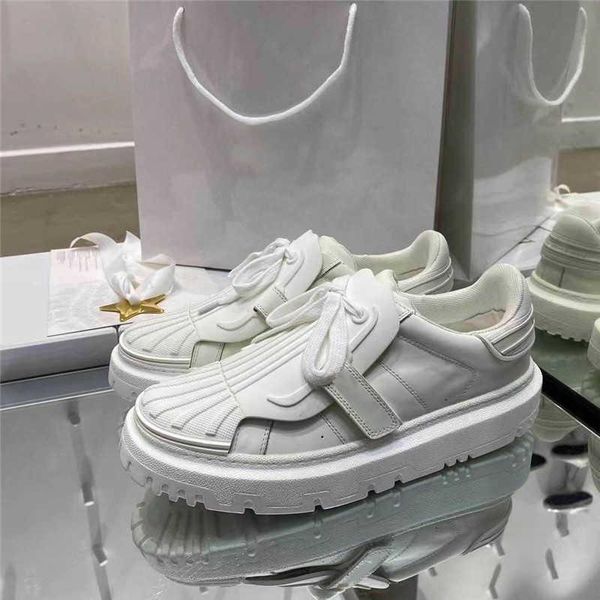 

2022 luxury designer dress shoes leather womens id sneakers calfskin runner trainers lace up rubber sole platform with original box new 1top, Black