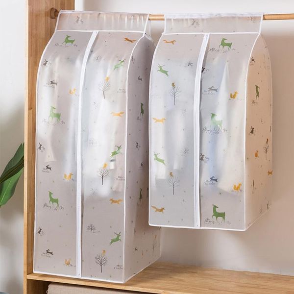 

storage boxes & bins cartoon print translucent clothes cover protector dustproof hanging clothing bag with full zipper waterproof