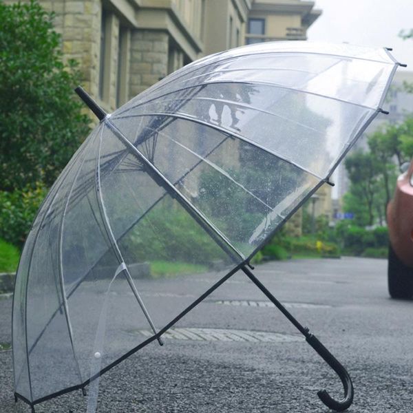 

umbrellas small fresh white transparent umbrella sunny rain dual-use straight handle folding child personality student