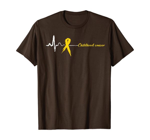 

heart beat childhood cancer awareness yellow ribbon t-shirt, White;black