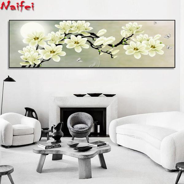 

diamond painting large 5d diy square/round beautiful flower mosaic rhinestone embroidery cross stitch white magnolia