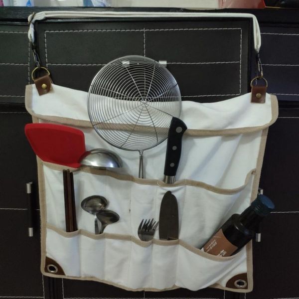 

storage bags barbecue cookware hanging door mounted wardrobe wall multi-pocket container organizer canvas cutlery bag