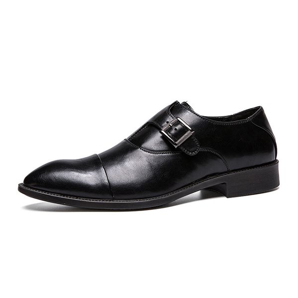 

464748 yards foreign trade groom wedding shoes man wedding formal dress leather shoes monk shoe cross-border plus size monk monk shoes, Black