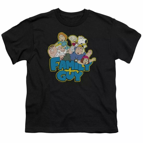 

family guy family fight kids youth t shirt licensed griffin cartoon tee black, White;black