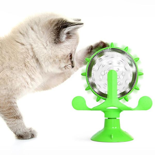 

cat toys windmill toy with suction cup -dispensing turntable interactive doll