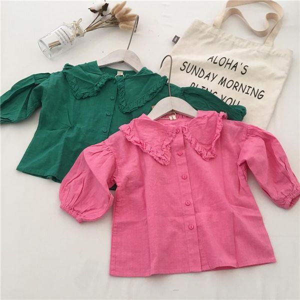 

shirts 2 3 4 5 6 7 y toddler girls fashion lapels for girl kids clothing high-quality cotton long sleeves shirt korean tees, White;black