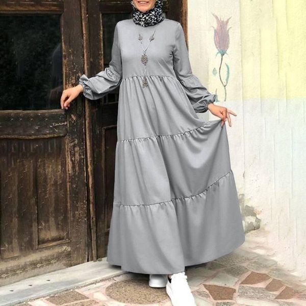 

ethnic clothing zanzea women ruffled hem robe maxi dress muslim kaftan loose fashion elegant dresses summer full sleeve vestidos, Red