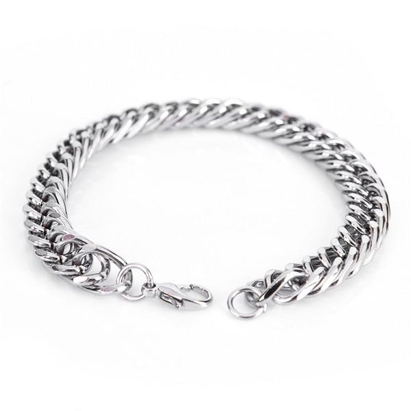 

link, chain men's bracelets 10mm wide rock trendy gift for man link stainless steel bracelet hiphopboy jewelry, Black