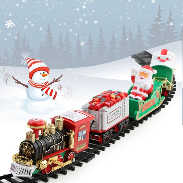 Giocattoli elettrici di Natale Binario del treno Decorazione dell'albero di Natale Set ferroviario Giocattoli di trasporto Giocattoli per bambini per bambini Regalo