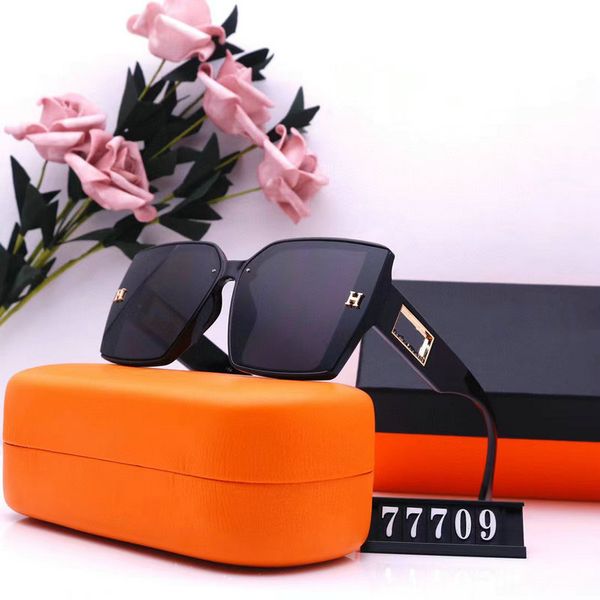 

luxur classic square sunglasses designer brand fashion womens sun glasses eyewear metal glass lenses with box men h 7709, White;black