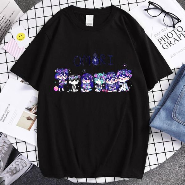 

men's t-shirts 2021 cool fashion casual style couple wear omori printed tee unsiex classic comfortable trend clothing, White;black