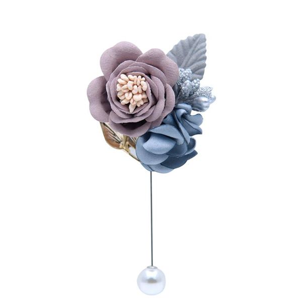 

pins, brooches coat badge wedding boutonniere chic lapel pin bride corsage fabric flower brooch gift groom jewelry party long needle banquet, Gray