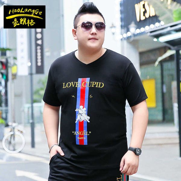 

2020 new plus size short sleeve t-shirt fat men's super large popular t-shirt xxxxl, Black;brown