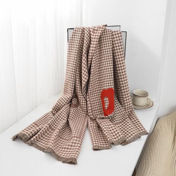 

scarves autumn winter cashmere scarf women's fashion warm thick short tassel shawl luxury double-sided houndstooth pashmina, Blue;gray