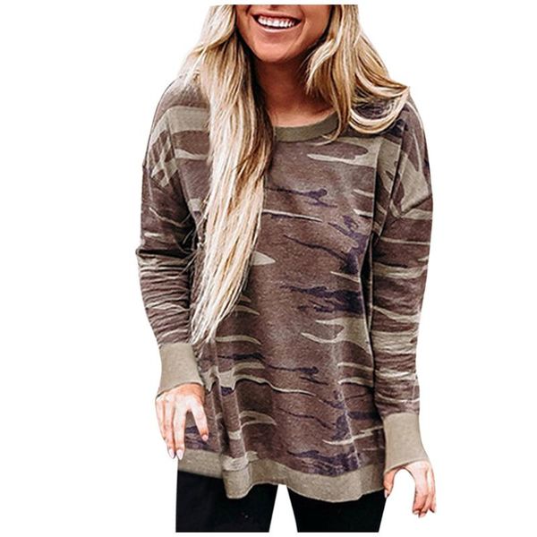 

women's hoodies & sweatshirts noenname_null clothing sweatshirt fashio camouflage o neck oversized hoodie full casual jumper blouse top, Black