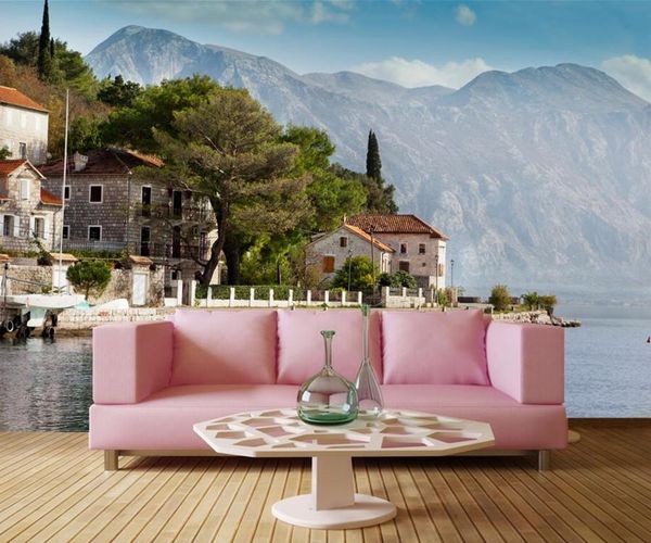

wallpapers papel de parede montenegro houses mountains sea city wallpaper,el room bar restaurant living sofa tv wall bedroom murals