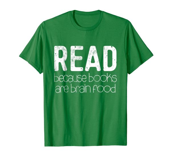 

read because books are brain food t-shirt reading lover gift, White;black