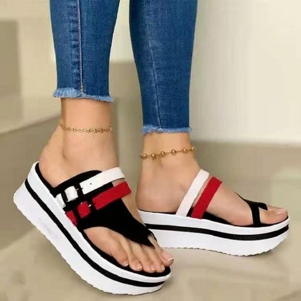 

sandals summer fashion women's wedges beach casual female platform peep toe shoes slingback lady mixed colors buckle, Black