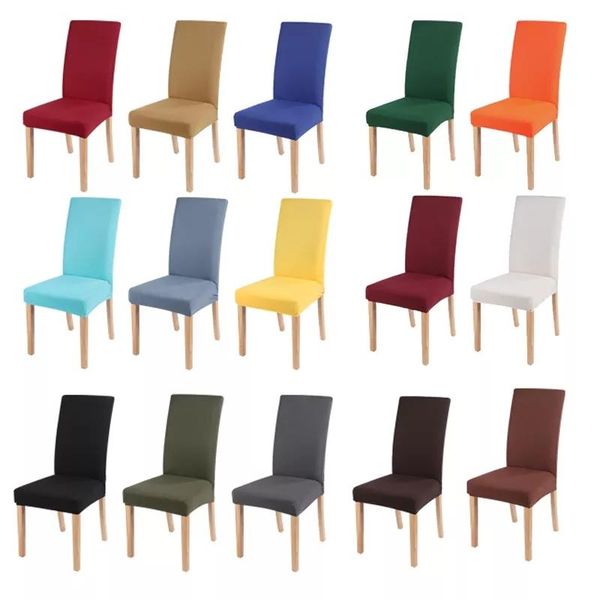 

chair covers stretch solid color cover dust-proof elastic spandex for kitchen dining home wedding banquet el 1/2/4/6pcs