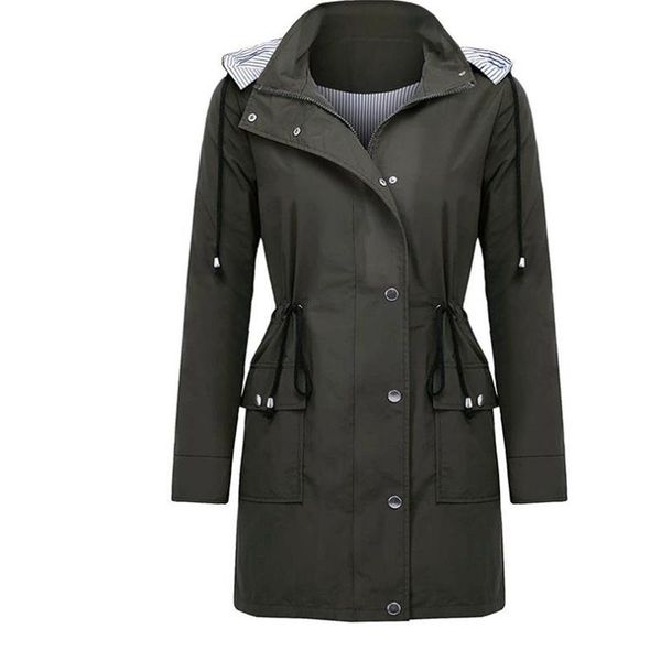 

women's jackets high-quality loose casual female jacket, windbreaker, mid-length hooded rain coat jacket, Black;brown