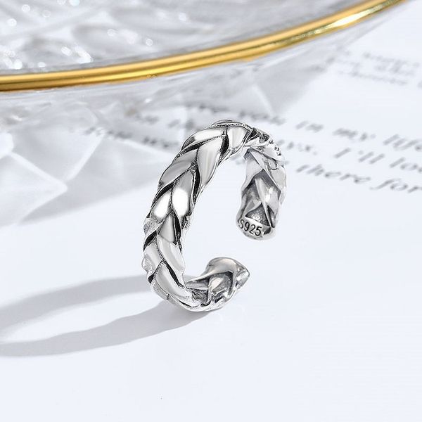 

factory wholesale s925 pure silver woven hemp rope ring hea/rtsch/rome