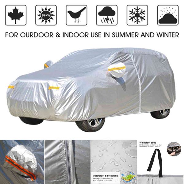 Wasserdichte Autoabdeckung Staub Regen Stome UV Schnee Sonnenschutz deckt Mantel Fließheck Limousine SUV Outdoor Indoor Reflektor Reißverschluss D45 ab