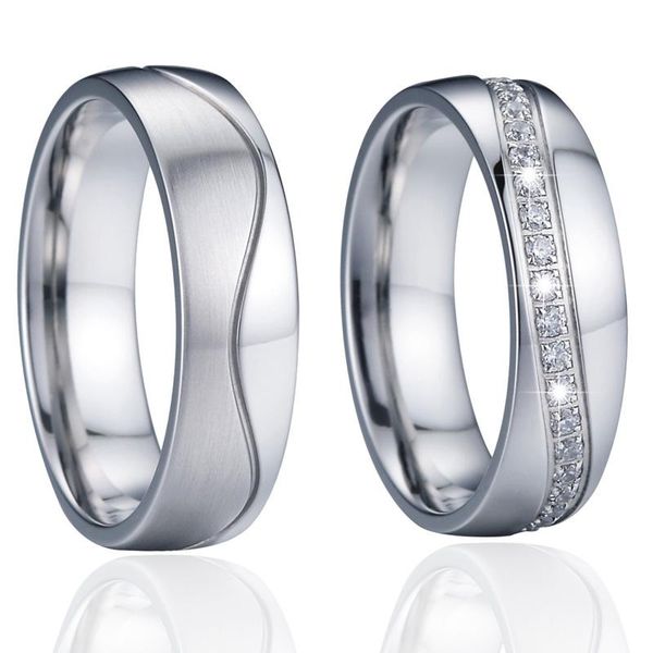 

wedding rings anniversary band women's ring set men's unique silver color lady's infinity eternity cubic zirconia couple, Slivery;golden