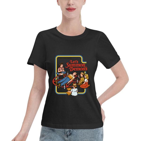 

women's t-shirt let's summon demons t-shirts women fashion 90s trend 2021 spring summer clothes graphic tshirt lady print female t, White