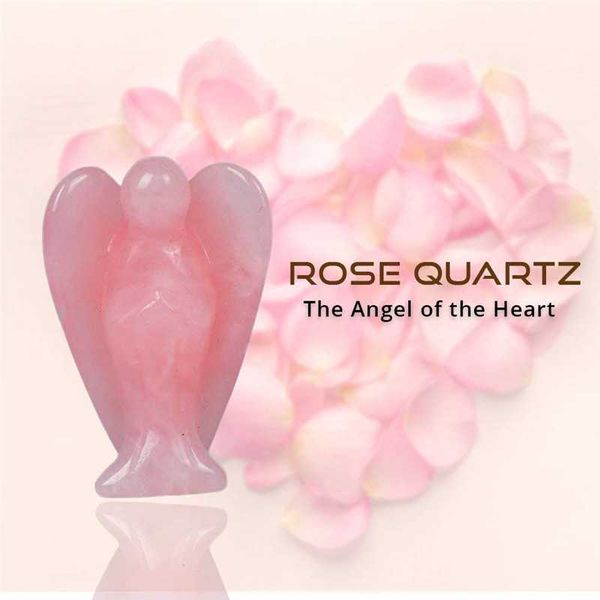 

natural crystal hand-carved rose quartz angel shaped sculpture healing stones for decoration decorative objects & figurines
