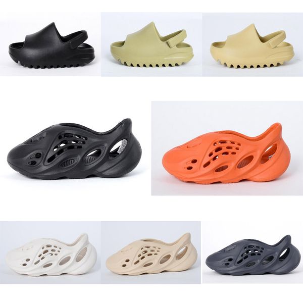 

baby slippers kanye west kids sandals summer beach slipper foam runner hole slides bone sandal children shoes boy girl youth kid size 23-37, Black;red
