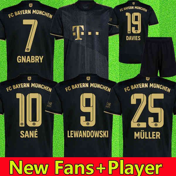 

21 2221 22 bayern munich soccer jersey lewandowski sane 2021 2022 football shirt hernandez goretzka gnabry camisa de futebol thailand men ki, Black