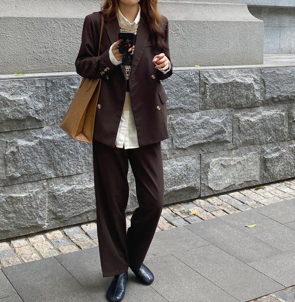 

dress elegant korean style two-piece -jacket straight jacket suit suits, Black;gray