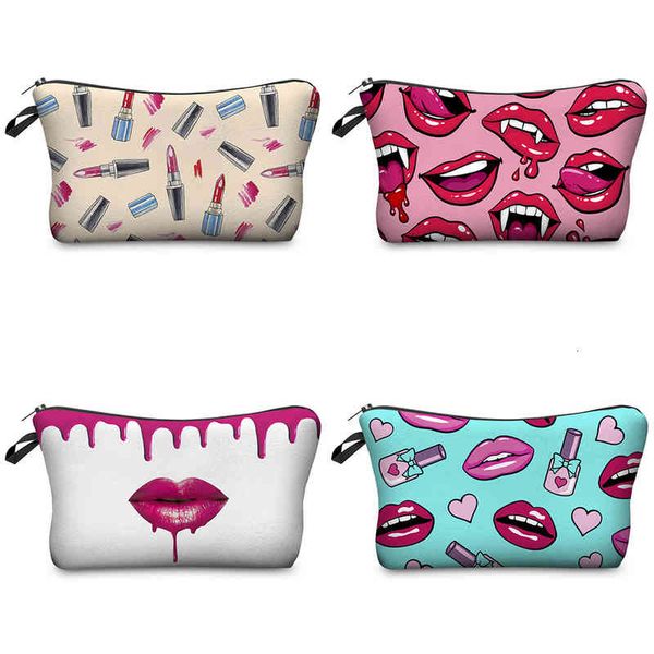 

cosmetic bags zohra3d digital printing lip makeup bag women's handbag