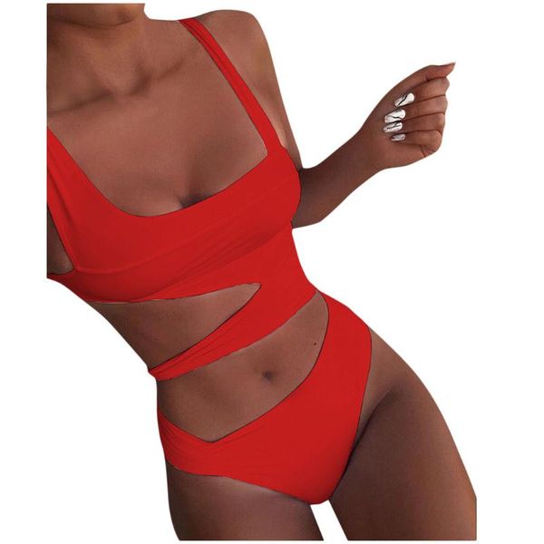 Frauen Badebekleidung Sexy One Piece 2021 Frauen schneiden Verband ausgestrichen Hochtütig Badeanzug Push Up Monokini Bandeau Schwimmbadanzug