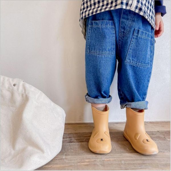 

jeans autumn children's retro distressed light-colored casual fashion wild breathable boy and girl denim harlan trousers kj40, Blue