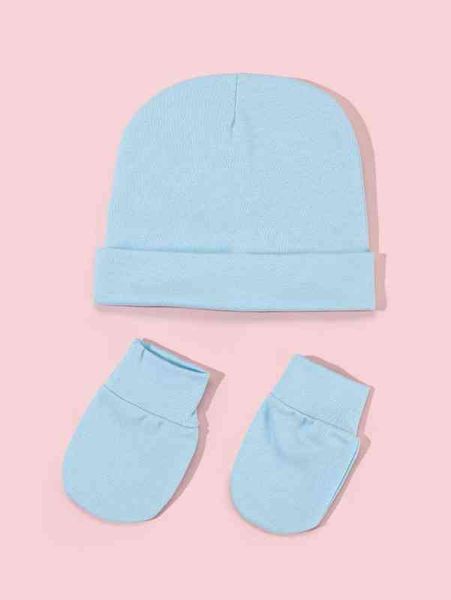 

baby solid beanie & gloves she, Yellow