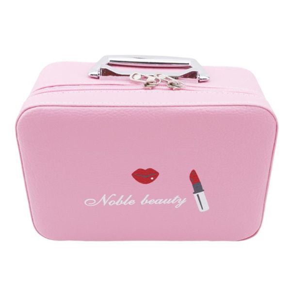 

women beauticians cosmetic cases travel handbags pu leather organizer makeup bag wash bags make up elegant zipper box lady solid &