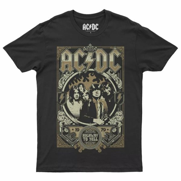 

ac/dc highway er hell 1979 t-shirt official licensed, White;black