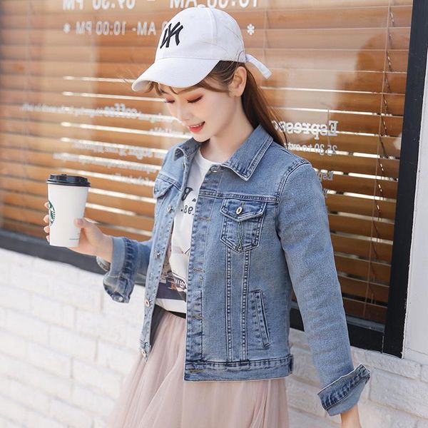 

trendy spring and autumn slim denim jacket women short long-sleeved thin harajuku all-match women's jackets, Black;brown