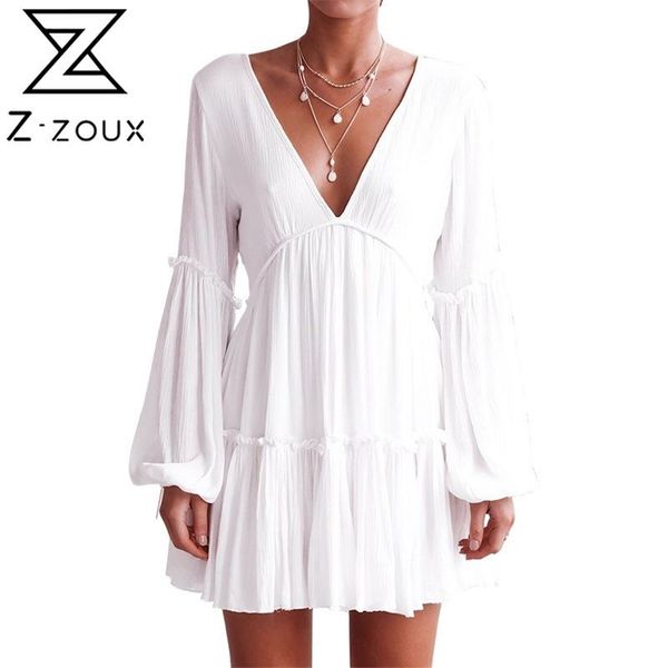 

women dress deep v neck backless es lantern sleeve short white plus size bohemian es summer 210513, Black;gray