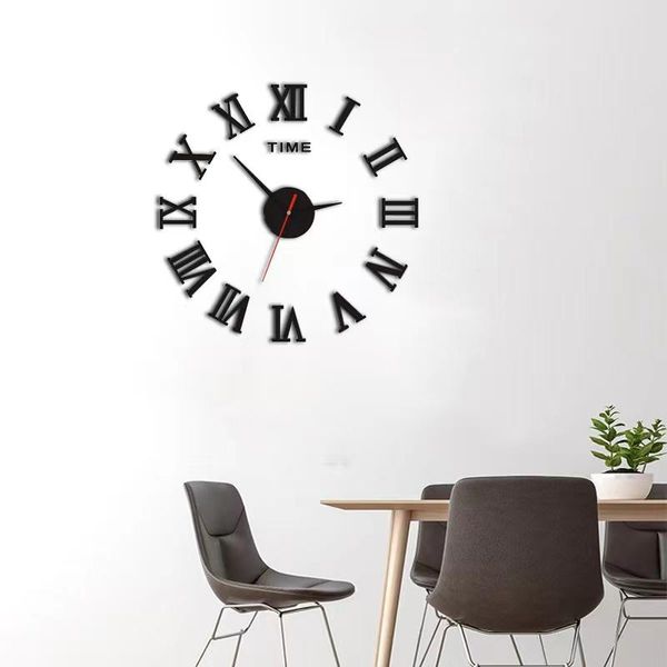 

wall clocks simple and creative sticker clock english plus digital acrylic non-perforated glossy mirror watch living room