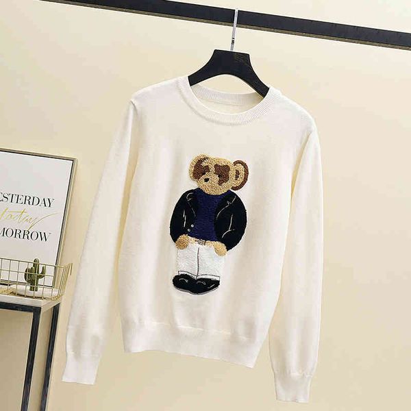 

2021 fall winter new fashion cartoons suede long sve o-neck women casual warm pullovers korean sweater oversize women, Black