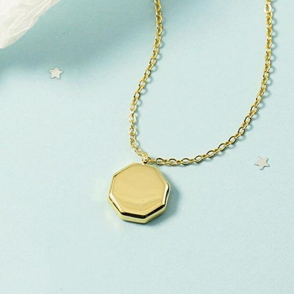 

pendant necklaces kofsac gold color necklace for women engagement jewelry creative geometric hexagon fashion christmas gifts, Silver