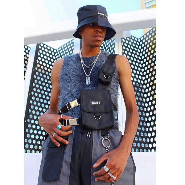 

waist bags streetwear backpack for women tactical chest bag hip hop trend canvas adjustable function unisex