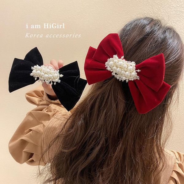 

hair clips & barrettes korea simple multicolor bowknot pearl clip headdress female sweet girl heart hairpin elegant accessories jewelry for, Golden;silver