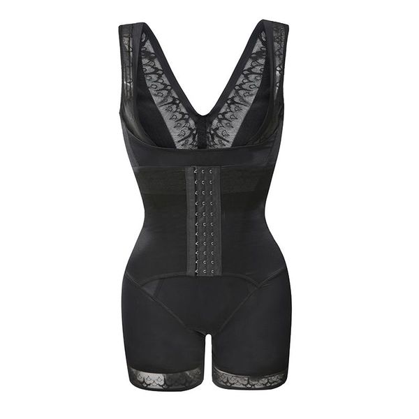 

womens plus size bodysuit shapewear breathable slimming tummy control full body shaper panty with bra fajas colombianas overbust women', Black;white
