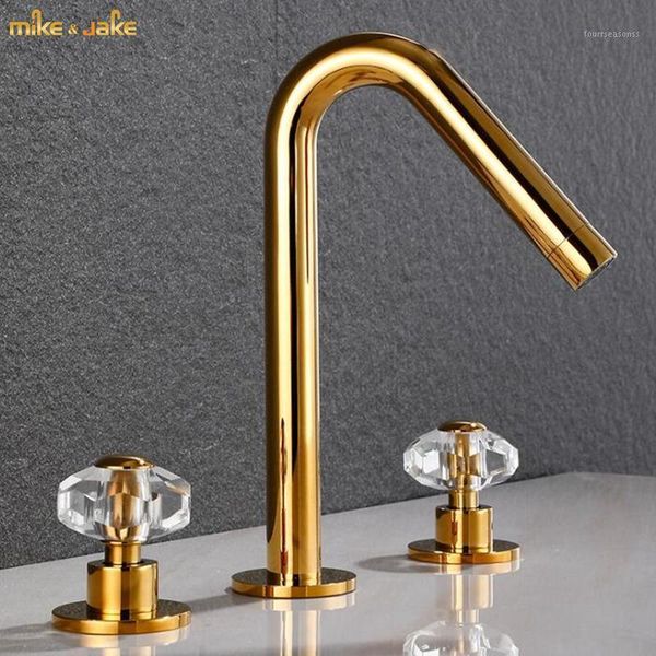 

bathroom sink faucets gold widespeead brass tap 3 holes crystal mixer shiny widespread 3hole golden faucet1
