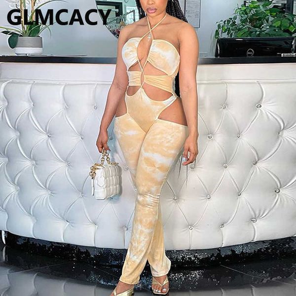 

halter off shoulder summer cut out jumpsuit skinny overalls 210702, Black;white