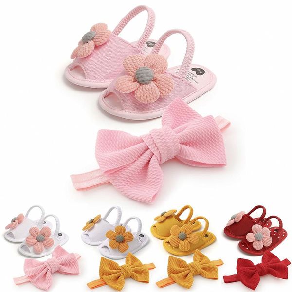 

first walkers bron gift set sunflower sandals bow headwears soft sole pure cotton 11cm 12cm 13cm