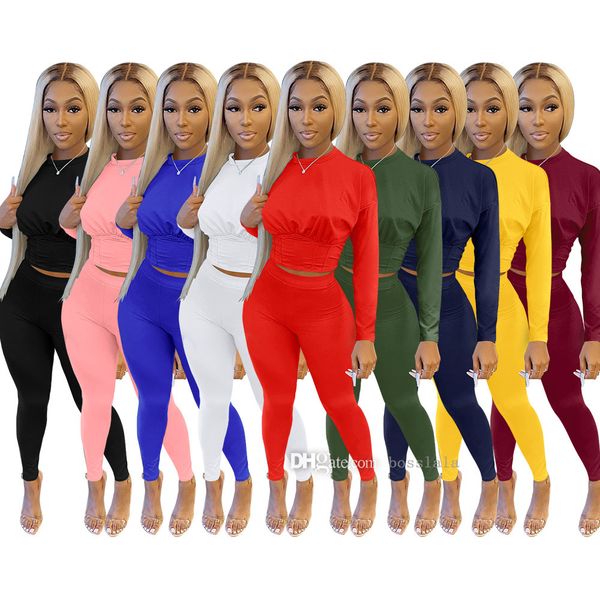 

women long pant tracksuits designer pure color sports waist set fashion leisure 2 two piece sweatsuits autumn and winter sportswear for 2022, White